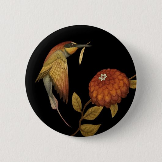 Badge Rond 5 Cm Oiseaux de Chinoiserie I - bouton (Devant)