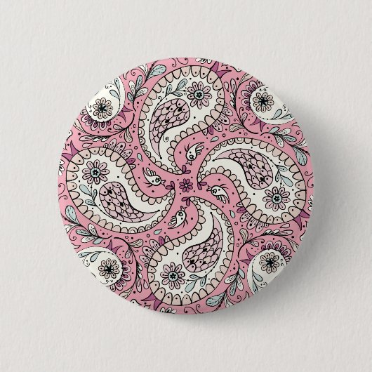 Badge Rond 5 Cm Oiseaux de marguerite en rose bébé (Devant)