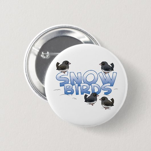 Badge Rond 5 Cm Oiseaux de Neige (Devant & derrière)