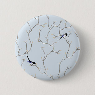 Badge Rond 5 Cm Oiseaux d'hiver