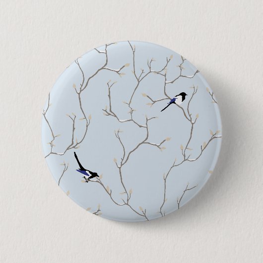Badge Rond 5 Cm Oiseaux d'hiver (Devant)