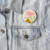 Badge Rond 5 Cm Oiseaux et tournesols Anniversaire (En situation)