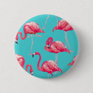 Badge Rond 5 Cm Oiseaux roses de flamant sur l'arrière - plan de