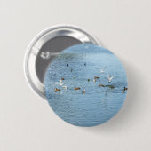 Badge Rond 5 Cm Oiseaux Sur La Rivière D'Été (Devant & derrière)