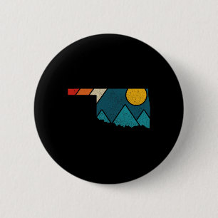 Badge Rond 5 Cm Oklahoma Carte Vintage de l'état Monts Randonnée P