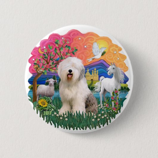 Badge Rond 5 Cm Old English Sheepdog #6 (Devant)