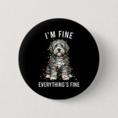 Badge Rond 5 Cm Old English Sheepdog Christmas I'm Fine Everything (Devant)
