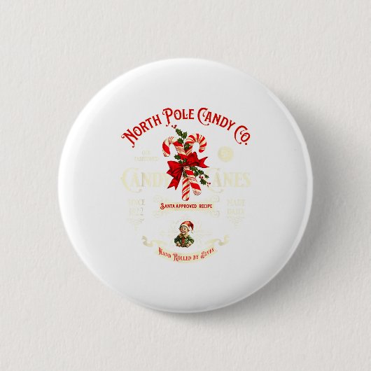 Badge Rond 5 Cm Old Fashioned North Le Candy Cane Company Elf Chri (Devant)