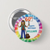 Badge Rond 5 Cm Old Hippie Hippy Tie Dye 60e anniversaire (Devant & derrière)