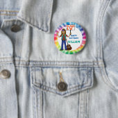 Badge Rond 5 Cm Old Hippie Hippy Tie Dye 70e anniversaire (En situation)