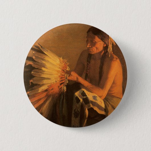 Badge Rond 5 Cm Old War Bonnet par Joseph Henry Sharp (Devant)