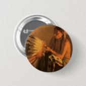 Badge Rond 5 Cm Old War Bonnet par Joseph Henry Sharp (Devant & derrière)