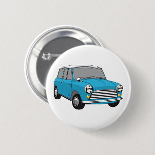 Badge Rond 5 Cm Oldtimer Blue Mini Cooper