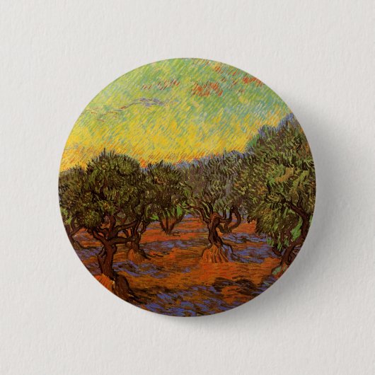 Badge Rond 5 Cm Olive Grove, Ciel orange par Vincent van Gogh (Devant)