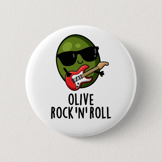 Badge Rond 5 Cm Olive Rock Et Roll Cute Rocker Olive Pun (Devant)