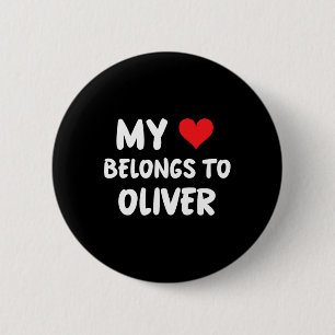 Badge Rond 5 Cm Oliver - Mon cœur appartient à Oliver - Amour
