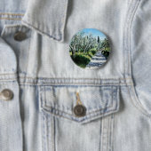 BADGE ROND 5 CM OLIVIERS DANS LE PAYSAGE TOSCANE (En situation)