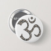 BADGE ROND 5 CM OM / AUM - ARGENT (Devant & derrière)