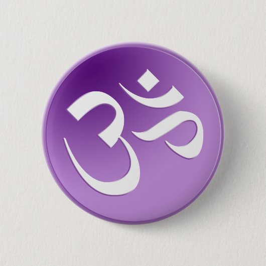 Badge Rond 5 Cm Om, en violet et blanc (Devant)