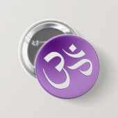 Badge Rond 5 Cm Om, en violet et blanc (Devant & derrière)