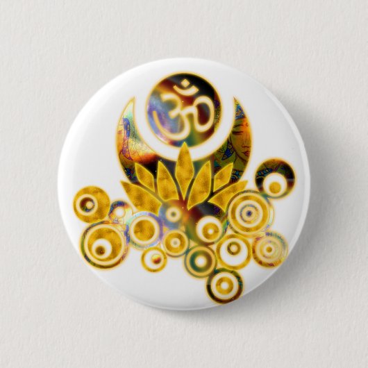 Badge Rond 5 Cm Om Lotus (Devant)
