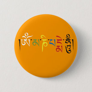 Badge Rond 5 Cm Om Mani Padme Hum Mantra Élégance