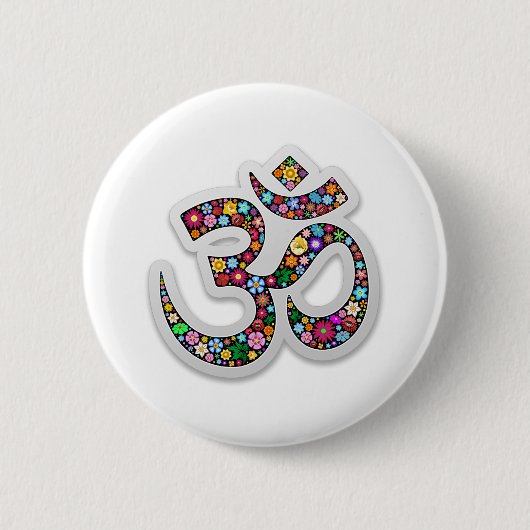 Badge Rond 5 Cm Om Ohm Aum Namaste Yoga (Devant)