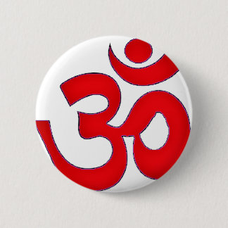 Badge Rond 5 Cm OM rouge, AUM, SANSKRIT, INCANTATION, TANTRA, YOGA
