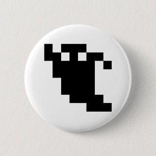 Badge Rond 5 Cm Ombre fantôme de 8 bits Pixel