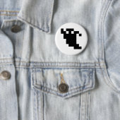 Badge Rond 5 Cm Ombre fantôme de 8 bits Pixel (En situation)