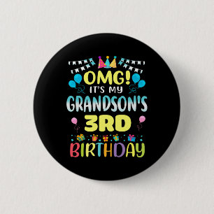 Badge Rond 5 Cm Omg Son My Grandsons 3e Anniversaire Sweet 3 Ans O