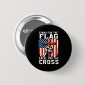 Badge Rond 5 Cm On-back Stand For Flag Kneel Cross Patriotic Chris (Devant & derrière)