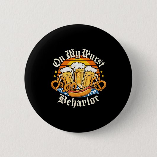 Badge Rond 5 Cm On My Wurst Behavior Retro Groovy Beer (Devant)