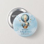 Badge Rond 5 Cm On peut attendre l'ivoire bleu chaud ballon gonfla (Devant & derrière)