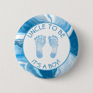 Badge Rond 5 Cm Oncle à être Bleu Baby shower de marbre