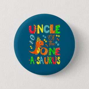 Badge Rond 5 Cm Oncle du garçon de 1er anniversaire One-a-saurus d
