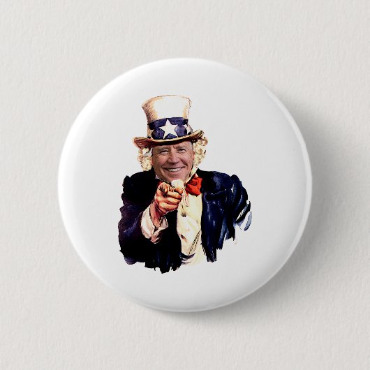 Badge Rond 5 Cm Oncle Joe en tant qu'oncle Sam (Devant)