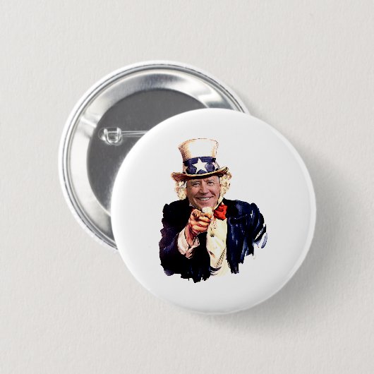 Badge Rond 5 Cm Oncle Joe en tant qu'oncle Sam (Devant & derrière)