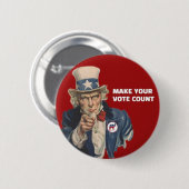 Badge Rond 5 Cm Oncle Sam (Devant & derrière)