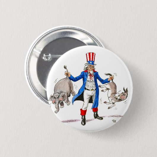 Badge Rond 5 Cm Oncle Sam 3 (Devant & derrière)