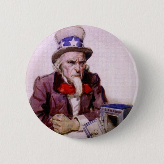 Badge Rond 5 Cm Oncle Sam avec un trésor vide (Devant)