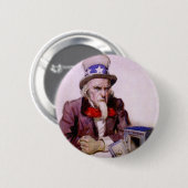 Badge Rond 5 Cm Oncle Sam avec un trésor vide (Devant & derrière)