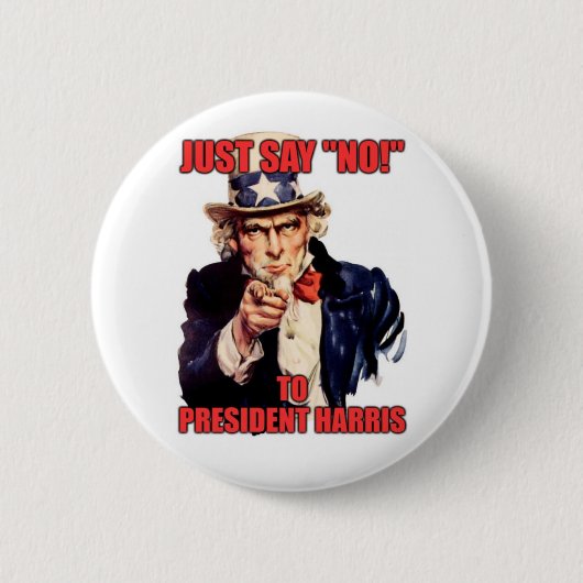 Badge Rond 5 Cm oncle sam dit simplement non ! président harris (Devant)