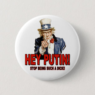 Badge Rond 5 Cm Oncle Sam Doigt d'Honneur Hé Putin Dick