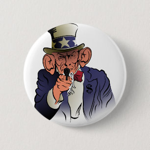 Badge Rond 5 Cm Oncle Sam en couleur