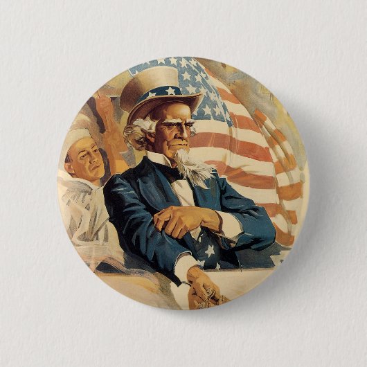 Badge Rond 5 Cm Oncle Sam et la marine (Devant)