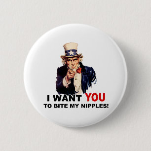 Badge Rond 5 Cm Oncle Sam VEUT QUE TU MORTES MES NIPPLES