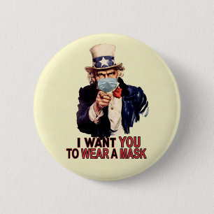 Badge Rond 5 Cm Oncle Sam veut que vous portiez un masque facial U
