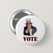 Badge Rond 5 Cm Oncle Sam---Vote (Devant & derrière)
