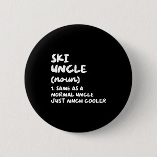 Badge Rond 5 Cm Oncle skieur définition ski drôle sports